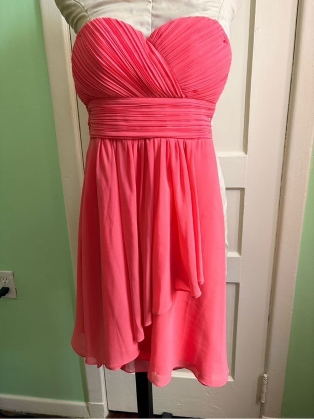 Ever Pretty Strapless Pleated Chiffon Dress in Coral